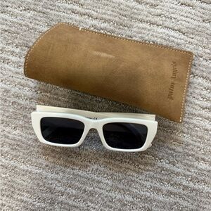 Palm Angels White Sunglasses with Brown Case